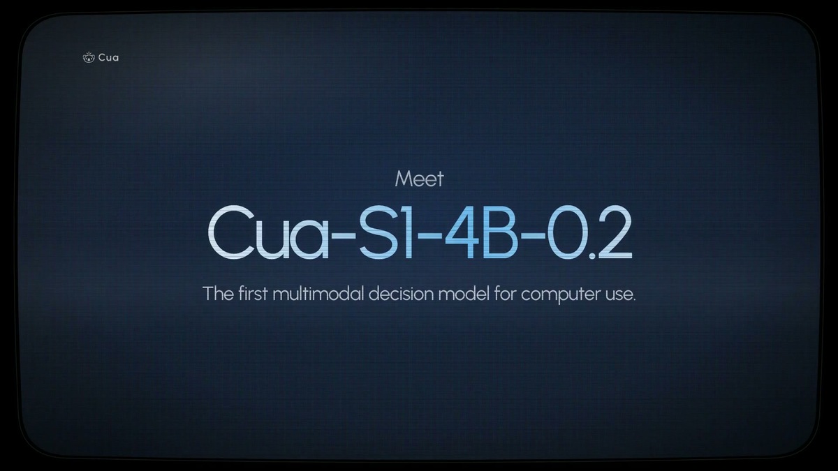 Cua-S1-4B-0.2 컴퓨터 사용 모델을 소개하는 공식 출시 영상 장면
