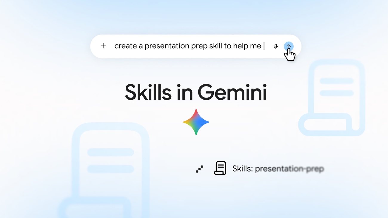 Google Gemini Skills 기능을 소개하는 공식 이미지