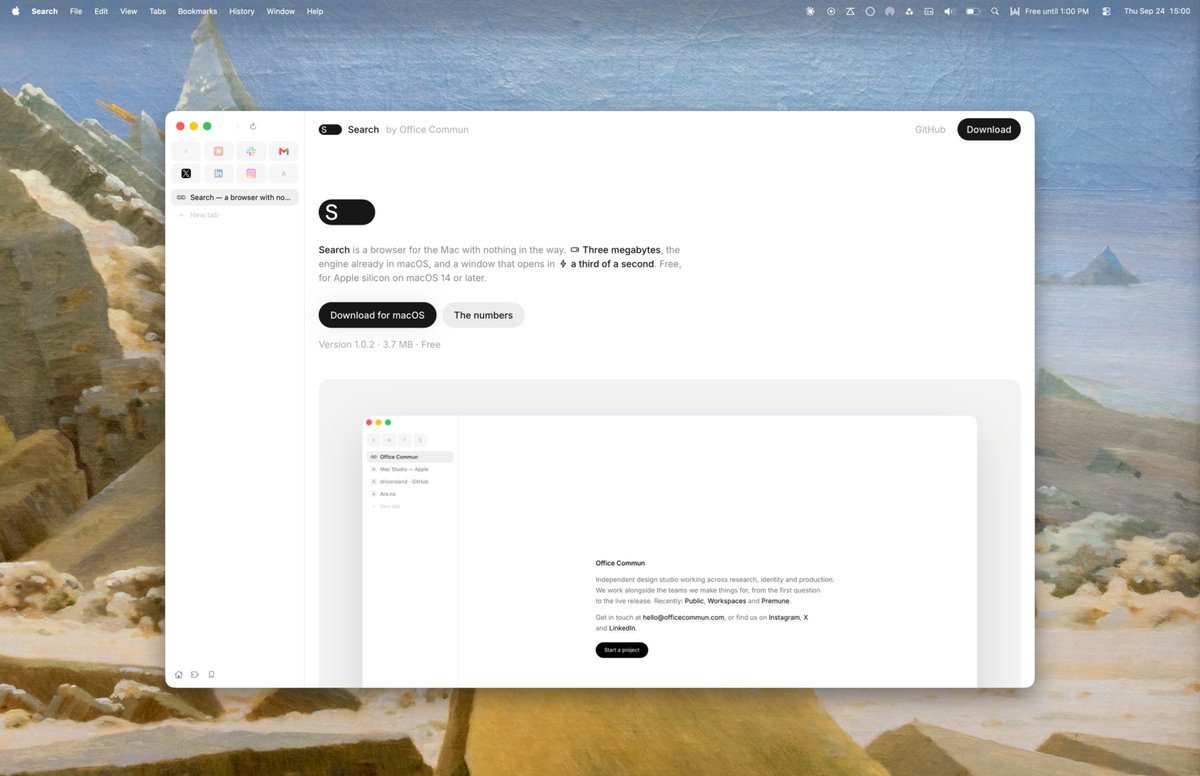Search 브라우저로 열린 Office Commun 공식 페이지